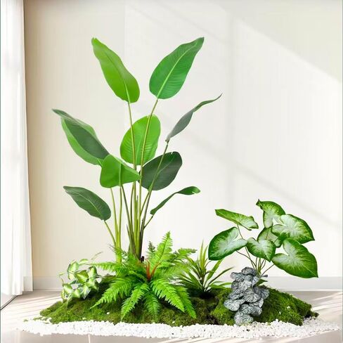Faux Greenery Arrangement Set, Luxury Artificial Plants for Hotel Entryway, Realistic Foliage Corner Decor, Fake Centerpiece for Mall/Office Lobby in Saudi Arabia