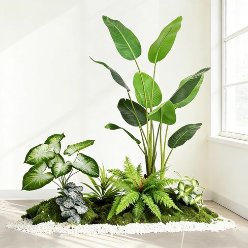 Faux Greenery Arrangement Set, Luxury Artificial Plants for Hotel Entryway, Realistic Foliage Corner Decor, Fake Centerpiece for Mall/Office Lobby in Saudi Arabia