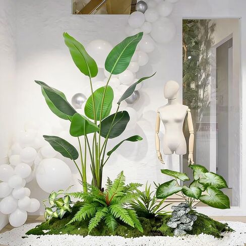 Faux Greenery Arrangement Set, Luxury Artificial Plants for Hotel Entryway, Realistic Foliage Corner Decor, Fake Centerpiece for Mall/Office Lobby in Saudi Arabia