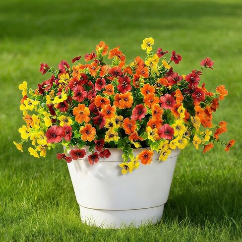 Artificial Fake Flowers Outdoor Plants UV Resistant & Realistic, 12 Bundles Faux Daisy Flowers for Porch, Patio, Planter, Window Box - All-Season Summer Spring Home Garden Decor in Saudi Arabia
