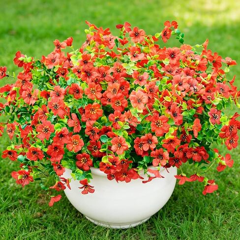Artificial Fake Flowers Outdoor Plants UV Resistant & Realistic, 12 Bundles Faux Daisy Flowers for Porch, Patio, Planter, Window Box - All-Season Summer Spring Home Garden Decor in Saudi Arabia