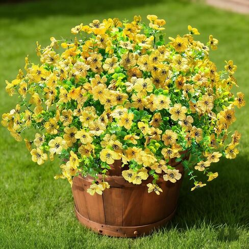 Artificial Fake Flowers Outdoor Plants UV Resistant & Realistic, 12 Bundles Faux Daisy Flowers for Porch, Patio, Planter, Window Box - All-Season Summer Spring Home Garden Decor in Saudi Arabia