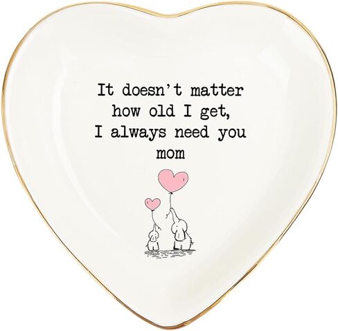طبق خاتم هدايا الأم - حامل خاتم اقتباس "I Always Need You, Mom" ​​مع حافة ذهبية - هدية عيد الأم، هدايا عيد ميلاد للأم من الابنة، هدية تذكارية لديكور الأم in Saudi Arabia
