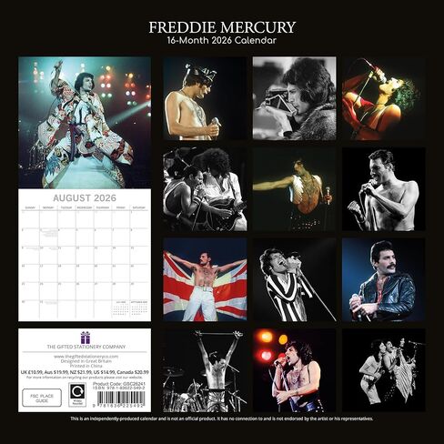 2026 Square Wall Calendar - F‎red‎diė Μ‎erϲ‎υr‎y 12 x 12 Inch Monthly View, 16-Month, Icons Theme, Includes 180 Reminder Stickers in Saudi Arabia