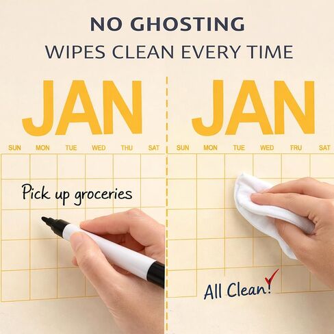 مطبوعات HerZii تقويم حائط قابل للمسح الجاف، مخطط شهري غير مؤرخ قابل لإعادة الاستخدام، مقاس A3 11.7 × 16.5 بوصة، متعدد الألوان، 12 حزمة in Kuwait