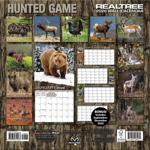 TURNER LICENSING Realtree Hunted Game 2026 12X12 Wall Calendar (26998012065) in Saudi Arabia