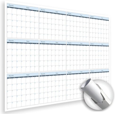 Large Wall Calendar Undated (39 x 27 inches) – Double-Sided Dry Erase Wall Calendar Yearly & Quarterly, Big Erasable Planner for Home, Office, or Classroom, Thick Paper with Gloss Lamination (Rolled). in Kuwait