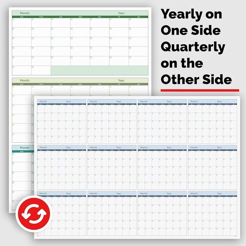 Large Wall Calendar Undated (39 x 27 inches) – Double-Sided Dry Erase Wall Calendar Yearly & Quarterly, Big Erasable Planner for Home, Office, or Classroom, Thick Paper with Gloss Lamination (Rolled). in Kuwait