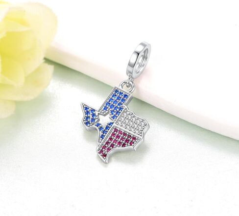 Texas Pride 925 Sterling Silver Pendant Charm Bracelet Perfect Lone Star State Keepsake Texas Themed Gifts Souvenirs Decor for Visitors New Residents in Saudi Arabia