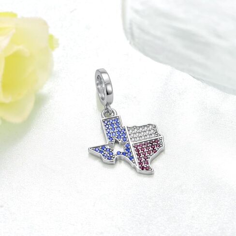 Texas Pride 925 Sterling Silver Pendant Charm Bracelet Perfect Lone Star State Keepsake Texas Themed Gifts Souvenirs Decor for Visitors New Residents in Saudi Arabia