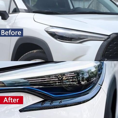 Car Accessories Exterior Headlight Eyelid Eyebrow Frame Strip Cover Trim Compatible with Toyota Corolla Cross 2026-2022 Corolla Cross Hybrid 2026 2025-2023 (Carbon Fiber Style) 4PCS ABS in Kuwait