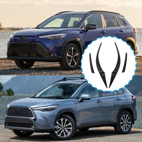 Car Accessories Exterior Headlight Eyelid Eyebrow Frame Strip Cover Trim Compatible with Toyota Corolla Cross 2026-2022 Corolla Cross Hybrid 2026 2025-2023 (Carbon Fiber Style) 4PCS ABS in Kuwait