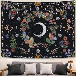 Kanuyee الأزهار القمر نسيج زهرة نسيج لغرفة النوم بوهو المفروشات الجدار شنقا الجمالية لغرفة النوم وغرفة المعيشة القمر 36 × 48 بوصة in Kuwait