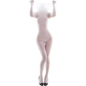Body Stuit for Women Oily shiny Bodystocking Sheer Full Body Stocking Crotchless Catsuit in Kuwait