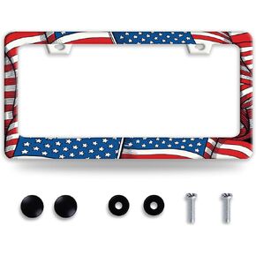 Blue Ocean Wave License Plate Frame Moon License Plate Stainless Steel Funny Auto Accessory Bracket 6.3 x12.3 Inch with Screws in Kuwait