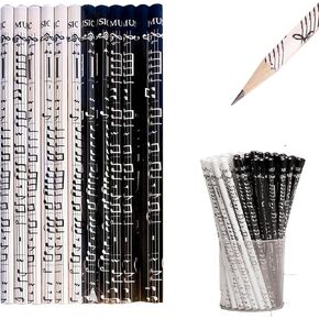 12Pcs Music Pencils for Adults, Music Note Pencils with Eraser, Black White Woodcase Pencil for Musician Composer Gift Office Supplies in Kuwait