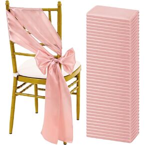 60 PCS Sage Green Satin Chair Sashes, Ties Bows Designed Sashes for Washable Reusable Chair Covers Supplies for Wedding Reception Events Banquets Party Hotel Event Aisle Decorations (7 x 108 inch) in Kuwait