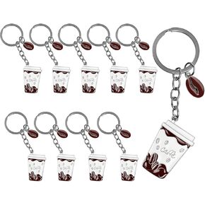 10 Pcs Metal Coffee Cup Keychain, Cute Coffee Lover Gifts for Women and Men, Espresso Bean Bag Charm Decor for Backpack Purse Car Keys in Saudi Arabia