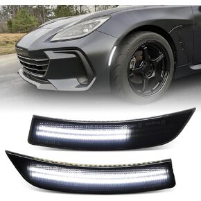 Smoked Lens Dynamic White LED Side Marker Lights For 2022 2023 2024 Toyota GR86 Subaru BRZ Front Bumper, Dual-row Sequential Indicator Signal Lamp in Saudi Arabia