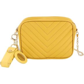 Yellow Purse For Women, Small Yellow Leather Shoulder Crossbody Camera Bag, Butter Handbag, Zipper Design, Fashionable And Versatile, For Work, Travel Or Party, With 1 Leather Pendant Accessory in Kuwait