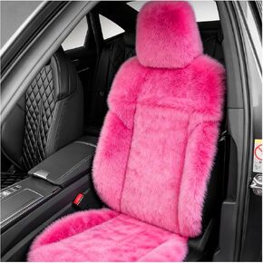 Fuzzy Faux Fur Car Seat Cover, Fluffy Auto Front Seat Cushion Warm Protector with Backrest, Soft Plush Chair Cover Universal Interior Accessories for Car SUV Truck Van (Black) in Kuwait