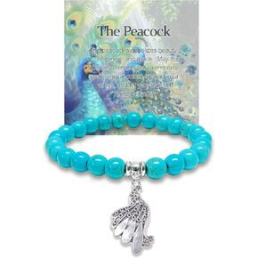 Peacock Bracelet for Women - Turquoise Jewelry with Message Card, Inspirational Gifts for Peacock Lovers in Kuwait