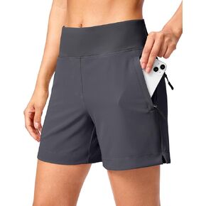 SANTINY Women's 5''/ 7''Hiking Shorts with 3 Zipper Pockets Lightweight Quick Dry Golf Shorts for Women Athletic Walking in Kuwait
