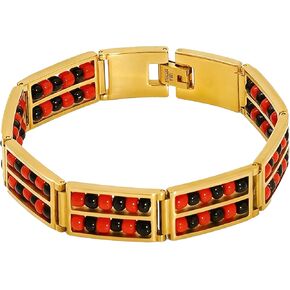 Babalawo Orula Protection Bracelet for Men and Women, 18K Gold Plated Stainless Steel Double Row Natural Stone Beaded Bracelet, Yoruba Orisha Spiritual Jewelry Gift in Kuwait