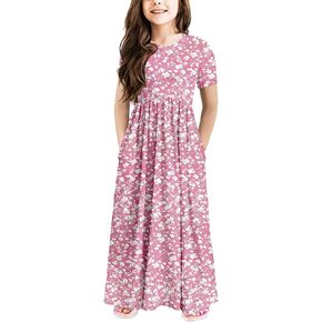 storeofbaby Girls Casual Maxi Floral Dress Long Sleeve Holiday Dresses with Pockets in Kuwait