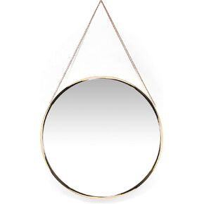Infinity Instruments Franc Large 18 inch Round Wall Mirror with Chain, Easy-to-Hang Circular Wall Mirror with Durable Metal Chain, add Fashion to Any Room, Gold in Kuwait