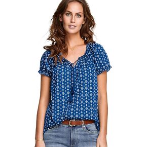 ellos Plus Size Ruffle Trim Peasant Blouse in Kuwait