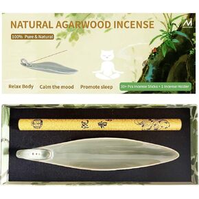Oud Agarwood Incense Sticks with Holder,Natural Charcoal Free Organic Clean Burning.Premium Quality Oud Sticks(30+Sticks, 8.2 inch),Exquisitely Gift-Boxed for Gift in Saudi Arabia