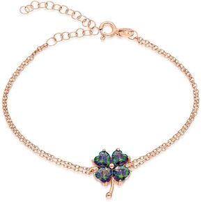 925 Sterling Silver Clover Bracelet with Mystic Topaz Stone for Women in Saudi Arabia