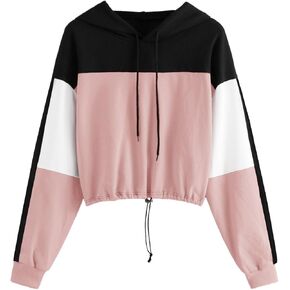 SweatyRocks Women's Long Sleeve Hoodie Sweatshirt Colorblock Tie Dye Print Tops in Kuwait