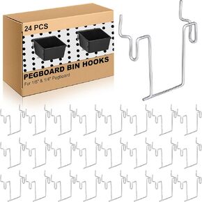 Tandefio 24 Pcs Pegboard Bin Hooks Metal U Hook Heavy Duty Peg Board Hangers for Hanging Tools Pegboard Display Organizer Accessories, for 1/8 Inch and 1/4 Inch Pegboard or Slatwall in Kuwait
