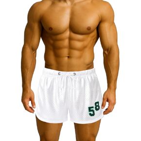 Mens 3 inch Mesh Booty Dolphin Shorts Bodybuilding Athletic Color Block Short Vintage Running Shorts with Drawstring in Saudi Arabia