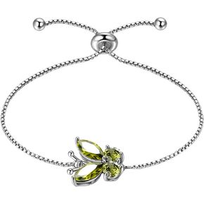 أساور جوهرة فراشة الهيبونك - النساء 925 من الفضة الإسترليني حجر الميلاد الفراشات الحيوانية ضبط سوار الارتباط كريستال مجوهرات عيد الميلاد in Kuwait