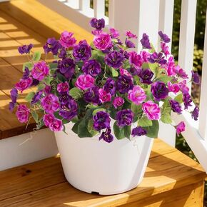 زهور صناعية للخارج، 6 حزم من زهور الكركديه الحريرية متعددة الألوان لتزيين الربيع والصيف، باقة بلاستيكية مقاومة للأشعة فوق البنفسجية للنباتات المزيفة للمنزل وديكور الفناء والشرفة in Kuwait