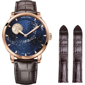AGELOCER Automatic Watches for Men, Original 3D Moon Phase Mechanical Watch, Starry Sky Dial, Leather Strap Daily Wear Business in Kuwait