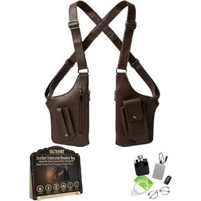 Leather Underarm Shoulder Bag Adjustable Strap Crossbody Chest Sling Satchel Multi Pocket Travel Everyday Vintage Classic in Kuwait