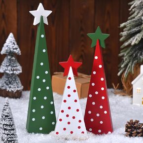 3 قطع خشبية لأشجار عيد الميلاد على الطاولة، علامات طاولة شجرة عيد الميلاد الريفية على الوجهين صينية ذات طبقات قطع مركزية لمنزل المزرعة ديكور خشبي للمنزل والمكتب والمدفأة (3 قطع) in Kuwait