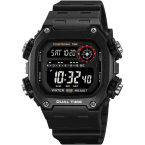 Mens Digital Watch Men Waterproof Watches for Men Dual Time Watch with Date Alarm Chronograph Sports Watch Teenage Boys, All Black, M142.H in Kuwait