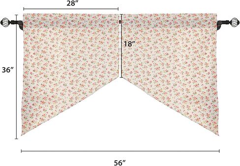 2 قطعة ضوء الأزهار تصفية غنيمة الستائر 36 بوصة طول قضيب جيب نصف مقهى صغير نافذة الستائر خمر زهرة غنيمة الستارة ستارة المطبخ in Kuwait