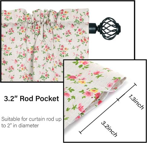 2 قطعة ضوء الأزهار تصفية غنيمة الستائر 36 بوصة طول قضيب جيب نصف مقهى صغير نافذة الستائر خمر زهرة غنيمة الستارة ستارة المطبخ in Kuwait