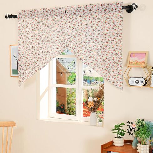 2 قطعة ضوء الأزهار تصفية غنيمة الستائر 36 بوصة طول قضيب جيب نصف مقهى صغير نافذة الستائر خمر زهرة غنيمة الستارة ستارة المطبخ in Kuwait