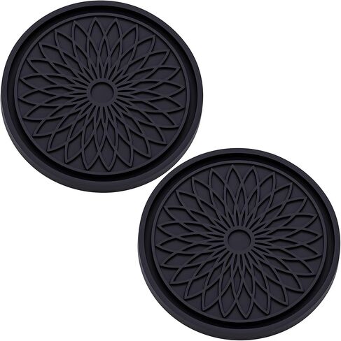 2PCS Bling Car Cup Holder Coasters, 2.75 Inch Silicone Anti-Slip Insert, Bling Shockproof Cup Mat for Women Girls, Universal Fit for Most Vehicles (Red & White) in Saudi Arabia