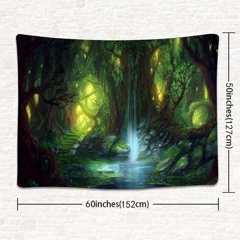 SHRAPHY Magic Forest Tapestry Fantasy Wonderland Waterfall Mysterious Magic World Tapestry Wall Hanging for Bedroom 60x51 Inches GTXPUH527 in Kuwait