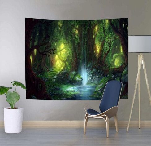 SHRAPHY Magic Forest Tapestry Fantasy Wonderland Waterfall Mysterious Magic World Tapestry Wall Hanging for Bedroom 60x51 Inches GTXPUH527 in Kuwait