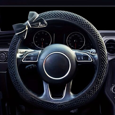 Steering Wheel Cover 1PC Non-Slip Nylon Design with Black Textured Grip Fashion Car Interior Accessory for Men Women in Saudi Arabia