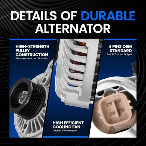 13767N Alternator Compatible with Honda Accord 1998-2002; Compatible with Acura CL 1998-1999, 06311-PAA-505RM, 06311PAA506RM, 06311-PAA-506RM,1012119990,101211-9990, 80A 12V CCW 6-Groove Pulley in Saudi Arabia